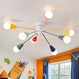 Ymlii Colorful Chandelier, 8-Light Modern Sputnik Chandelier, Kids Ceiling Light with Multi Color Rainbow Semi Flush Mount Ceiling Lights for Living Room Dining Room Bedroom Playroom E27 Base