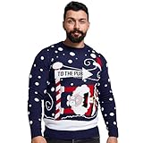 NOROZE Mens Womens Unisex Jumper Xmas Pullover Santa to The Pub Sweater (to The Pub Navy, X-Large)