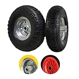 Set of 2 Pneumatic Sack Truck Tyres - 10" Replacement Wheels For Wheelbarrows, Garden Carts, Sack/Hand Trucks, Trolleys, Utility Wagons - 4.1/3.5-4 Emergency Tyre | Heavy Duty Rubber, Easy Install