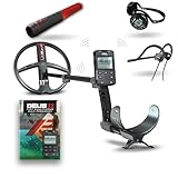 XP Metal Detectors Deus II Fast Multi Frequency with 11'' FMF Search Coil, MI-6 Pinpointer, and BH-01 Bone Conduction Headphones, Black