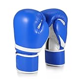 Flexzion Durable Padded Boxing Gloves - Blue, 10 oz for Men & Women - Training, Kickboxing, Muay Thai, MMA - Heavy Bag Gloves