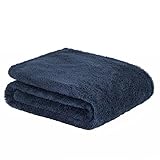 Brentfords Teddy Fleece Blanket Large Throw Over Bed Plush Super Soft Warm Sofa Bedspread, Navy Blue - 150 x 200cm