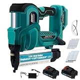 Cordless Brad Nailer with 2-Max Batteries & Charger, 2" Length Nails -18GA 1/4" Narrow Crown Staples,Nail Gun Battery Powered,Staple Gun with 800pcs Staples & Nails(Jovant)