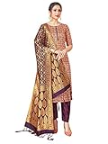 Indian Pakistani Women's Readymade Dress Banarasi Art Silk Woven || Stitched Woven Salwar Kameez || Silk Dupatta Punjabi Suit - pink - XL