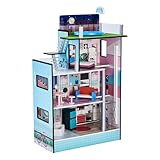 Olivia's Little World Dreamland Barcelona Dolls House Wooden Doll House Blue 3.1ft With 11 Doll Accessories Doll Furniture UK-TD-13111D