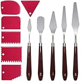 SZSMART 11Pcs Palette Knife Set, 5Pcs Pallet Knife Painting Tools with 6 Plastic Scraper, Oil Painting Mixing Scraper, Stainless Steel Painting Paint Knife Spatula Set for Art Craft Painting