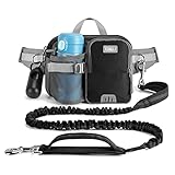 ETACCU Dog Running Lead - Hands Free Dog Lead with Waist Walking Belt, Durable 2 Handles for Walking, Reflective Shock Absorbing 120-180cm (Black)