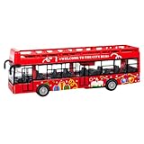 NyaSaa Double Decker Bus Toy, Bus Toy, Open Top Bus, Sightseeing Tour Red Bus, Alloy Diecast Vehicles Mould, 1:64 Scale Pull-Back Bus for Kids Boys Girls- Red