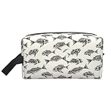 Skeleton Fish Fossil Print Toiletry Bag for Men Women, Travel Toiletries Bags Cosmetic Bag, Hanging Toiletry Shaving Bags for Travel Accessories