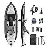 Spatium Inflatable Pedal Fishing Inflatable Kayak Pedal Boat Sit on Top Pedal Drive Fishing Kayak for Adults One Person Suitable for Rivers,Oceans,Lakes,Black Color