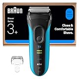 Braun Series 3 ProSkin Electric Shaver, Rechargeable and Cordless Wet & Dry Electric Razor for Men with Pop Up Precision Trimmer, 3040si, Black/Blue