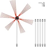 VEVOR Flexible Chimney Sweep Rods 20FT Chimney Cleaning Kit Nylon Sooteater Flexible Brush Head Chimney Sweeping Rods Easy Connecting Chimney Brush with 6 White Rods Chimney Sweep Kit