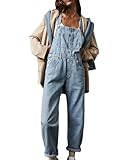 Sukany Women's Casual Denim Jean Overalls Loose Adjustable Straps Baggy Dungarees Bib Romper Jumpsuit Harem Pants Light Blue XL