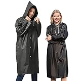 Rain Poncho Raincoats for Adults, 2 Pack EVA Reusable Rain Jacket Rainwear with Hoods and Sleeves, Waterproof for Emergency, Outdoors, Camping, Disney (Black)