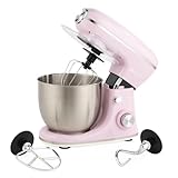 Salter Retro Stand Mixer – 5L Electric Food Kitchen Mixer, Stainless Steel Removable Mixing Bowl, Accessories Included, Dough Hook, Wire Whisk, Beater, 8 Speed Settings & Pulse Function, 1300W, Pink