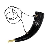 Medieval Viking Blowing Horn - Genuine Ox Bugle With Brass Mouthpiece, Handcrafted for Hunting Call and Pibole