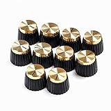 FASTROHY Guitar Amplifier Knobs (10Pcs), Black for Marshall Amplifiers with Gold Cap, Compatible with Amp JCM 800 900 2000 Plexi JMP, Screw-on