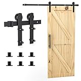 Signstek 6.6FT/200CM Sliding Barn Door Kit for Internal Wooden Sliding Door Wardrobe Track - for Interior Hardware Doors Black (I Shape Hanger)
