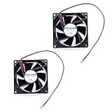 JZK 2PCS 80x80x25mm 2Pin DC 12V Small Cooling Fan With Wires, 8025 80mm 8cm Brushless PC Computer Case, 3D Printer Fan With Cable