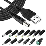 Universal DC 5V to USB Power Cable With 13 Interchangeable Connectors - 5.5x2.1mm/2.5mm, Type C, Micro USB, Mini USB for Laptops, Speakers, Power Banks, Routers