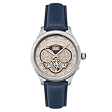 Thomas Earnshaw Men's 43mm Baron Grand Date Calendar Open Heart Automatic Camel Blue Watch with Leather Strap ES-8187-04