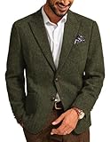 PJ PAUL JONES Men's Sporty Regular Fit Wool Tweed British Blazer Vintage Suit Jacket for Men, Army Green, M