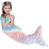 GUIJZSLTRG Kids Mermaid Tail Blanket 50x100cm Luminous Mermaid Blanket Flannel Girls Toys Colorful Snuggle Blankets Wearable Soft Mermaids Sleeping Bag for Toddler Teens Birthday, All Seasons