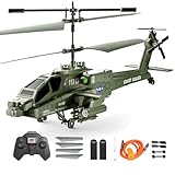 Apache RC Helicopter Toy for Adults, 2.4GHz Remote Control Helicopter Drone with 2 Batteries, LED Lights, One-Key Take Off, Altitude Hold, Easy to Fly Indoor RC Plane Toys Gifts for Kids Boys age 8+