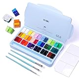 HIMI Gouache Paint Set, 36 Colors x 12ml Twin Jelly Cup Design with 3 Paint Brushes and a Palette in a Carrying Case Perfect for Artists, Students, Gouache Opaque Watercolor Painting
