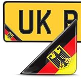Biomar Labs® 2 x 3D Domed Silicone Badge Stickers Decal Emblem Number Plate Car Motorcycle Helmet Germany German Deutschland National Flag F 140