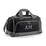 Personalised Gym Kit & Sports Athleisure Holdall Bag Custom Printed With Your Choice of Initials (Black)
