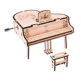 Kodxylytix DIY 3D Wooden Piano Handmade Hand Crank Antique Carved Music Box Collectable