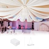 Ceiling Drapes for Weddings Ceiling Drapes Hanging Kit Ceiling Curtains with Soft Sheer Chiffon Hoop Ring Set for Wedding Drapes Decorations Party Tapestry Fabric Draping Pack of 6 Drapes 5x10ft White