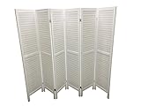 White 6 Panel Wooden Slat Room Divider/Partition/Privacy Screen