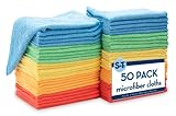 S&T INC. 50 Pack Microfiber Cleaning Cloth, Bulk Towels for Home, Reusable Microfiber Towels for Cars, Cleaning Rags, Assorted, 11.5 Inches x 11.5 Inches, 50 Count