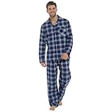 INSIGNIA Mens Reactive Dye Flannel Pyjamas 100% Cotton (UK, Alpha, M, Regular, Regular, New Navy Wine Check)