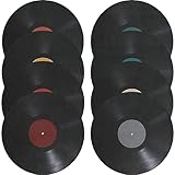Wensmy 8pcs 1950's Rock and Roll Party Decorations - Vinyl Record Wall Stickers & Record Cutouts for 50's Music Party Favors