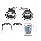 KIMISS AUTO Angel Eye Fog Light, Car 30W RGB LED Fog Light COB Angel Eye Halo Ring Super Bright Lamp with Remote Control(3.5Inch) + seat mk2 halo fog lights