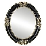 Gothic Decor,Wall Mounted Mirror, Vintage Style Oval Mirror, 10.5 by 12.5 inches, Black