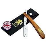 The Cambridge Cutthroat® Cut Throat Razor Kit Missanda Hardwood & Stainless Steel Professional Barber Razor, Premium Single Blade Straight Edge, Moustache & Beard Shaper, Travel Pouch Included