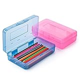 Mr. Pen- Pencil Box, 2 Pack, Assorted Color for Kids, Plastic Hard Pencil Case, School Supply Crayon Small Storage Box