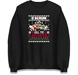 Funny Rugby Christmas Jumper O Scrum All Ye Faithful, Novelty Xmas Rugby Sweatshirt Black