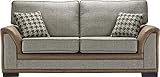 SofasUK Camden Grey Fabric Sofa Set with Leather Piping, 3-Piece Suite, Modern Design, 190.5 cm