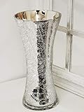 DEENZ ELEGANT SILVER CRACKLE MERCURY GLASS LARGE VASE H 30CM