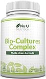 Bio-Cultures Complex - 180 High Strength Capsules - Lactobacillus Acidophilus, Rhamnosus & Bifidobacterium - 6 Month Supply - Gentle Vegetarian Multi-Strain Formula for Men & Women - Nu U Nutrition
