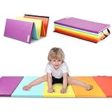 PhysKcal 5-Panel Folding Gymnastics Tumbling Mat with Carrying Handles, Thick Exercise Mat, Foldable for Kids, Padding MMA, Gymnastics, Activity Play