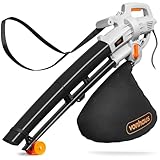 VonHaus Leaf Blower and Vacuum 3000W – Corded Leaves Collector, Clear Gardens, Patios, Gutters, Driveways & More – Lightweight, 10m Cable, Shoulder Strap, Wheels, 35L Collection Bag – 3 Year Warranty
