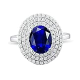 KnSam Women's Ring 1.6 Ct Oval Sapphire With 0.49 Ct Diamond Gold Ring 18 Carat White Gold Gold Rings For Men Wedding Rings 750 Yellow Gold Wedding Rings White Gold