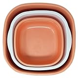 Best House Orange Square Basin Basket Bowls Set of 3 PCS (3.5L, 6L, 10L) with Strainer, Kitchen Fruit Washing Basin Bowl and Strainer for Kitchen Bathroom and Household