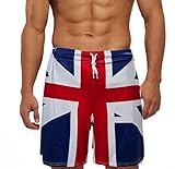 GFM® Mens Union Jack British Flag Pattern Summer Loose Comfort Fit Shorts (UK Szie: L) (SHORTS-UJ-435-UK-L-ASN-2XL)